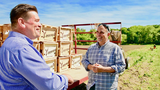 George Hirsch visits local producers for fresh ingredients, highlighting the benefits of living farm to table.